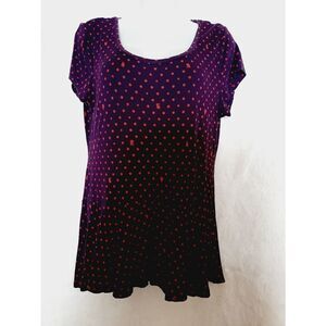 a.n.a Purple Pink Easter bunny Stretch Knit large peplum top